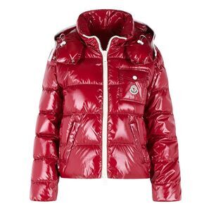 Moncler Short 'Andro' Hooded Down Jacket In Cherry Pink Polyamide Women
